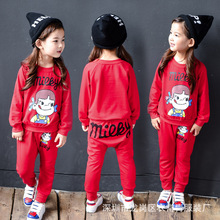 2025秋冬加绒儿童两件套卡通潮范卫衣套装韩版童装外贸尾货清仓