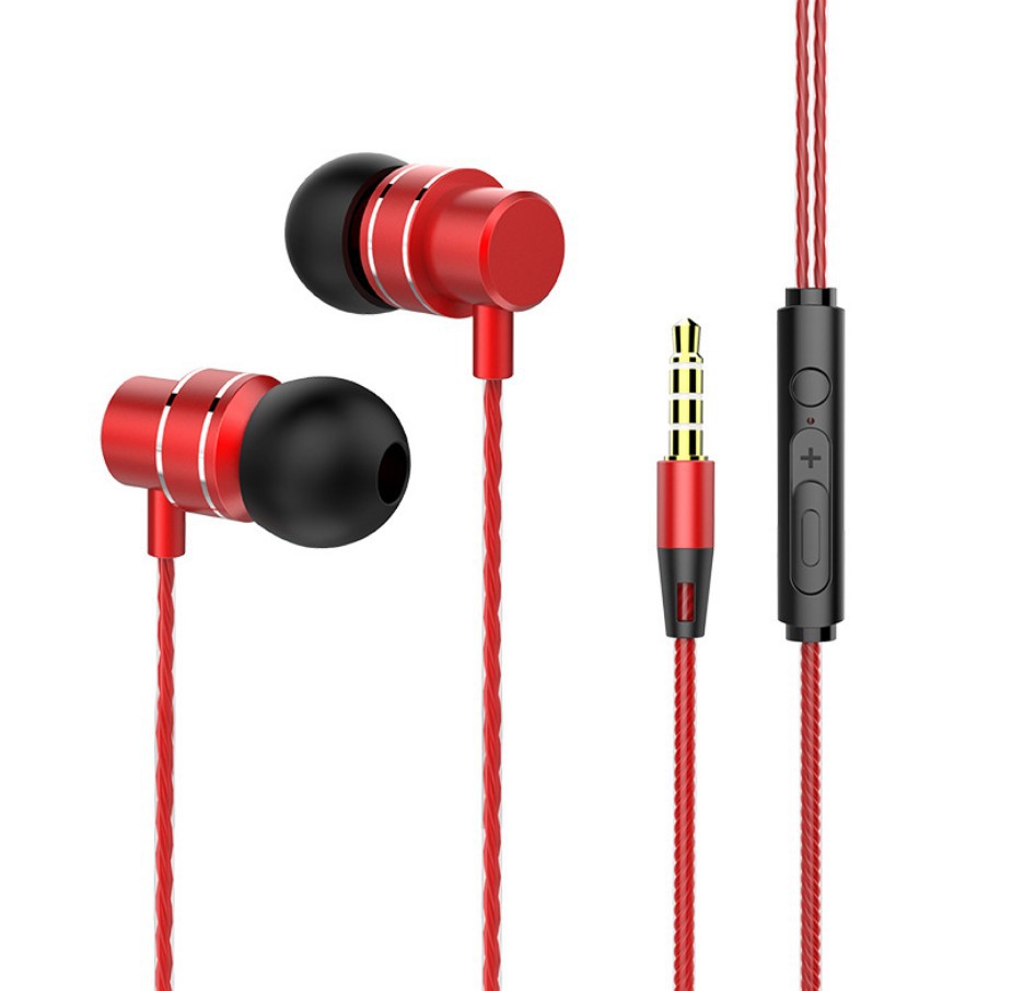 Auriculares con cable en la oreja auriculares de música universales controlados por cable de metal con micrófono subwoofer auriculares de juego de pollo