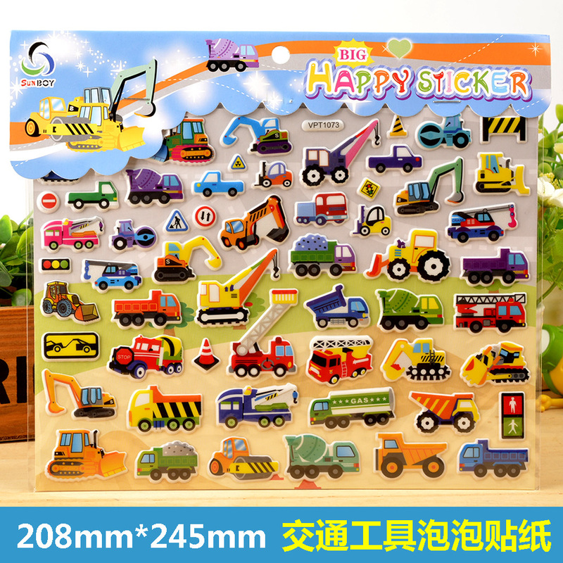 Toy Vehicles Car 3D Foam Stickers Bubble Stickers Kindergarten Rewards Small Stickers Cartoon Toy Vehicles Car 3D Foam Stickers Bubble Stickers Kindergarten Rewards Small Stickers Cartoon