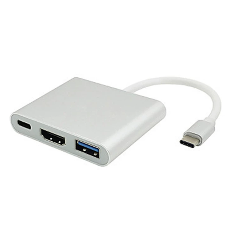 4K алюминиевая оболочка три-в-одном высокоразрешение проводка USB3.1 Многофункциональная док-станция Type-C к HDTV конвертер