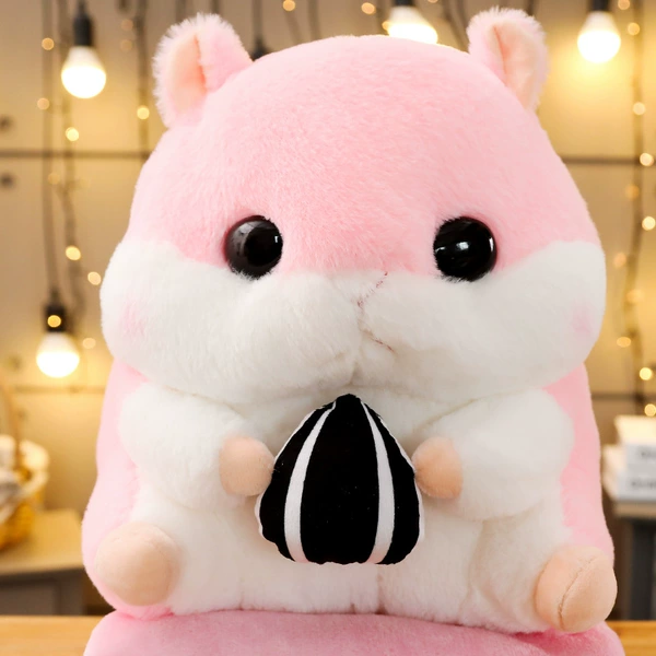 Pink hamster hug melon seeds
