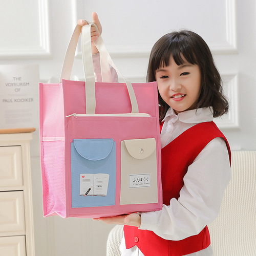 Portable Bag for Primary and Middle School Students, Large Capacity Tutoring Bag, Multifunctional Children's Book Bag, Document and Homework Bag