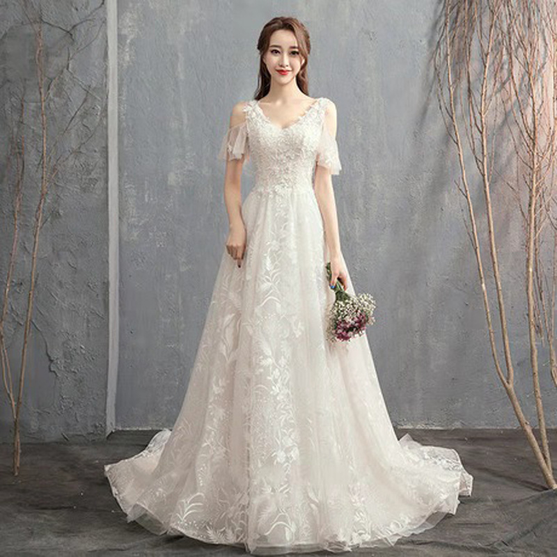 Europe and the United States wedding dress elegant refined rich flowers sleeve beautiful strange Xin Deqi foreign trade Wedding Hall Beach Europe and the United States wedding dress elegant refined rich flowers sleeve beautiful strange Xin Deqi foreign trade Wedding Hall Beach