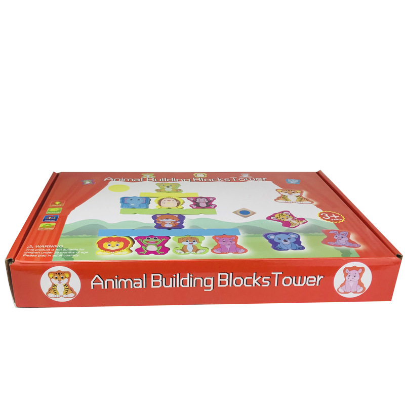 Equilibrio de madera sentido apilados altos bloques de construcción rompecabezas niños pequeños color cognición educación temprana animal bloques de construcción torre balancín