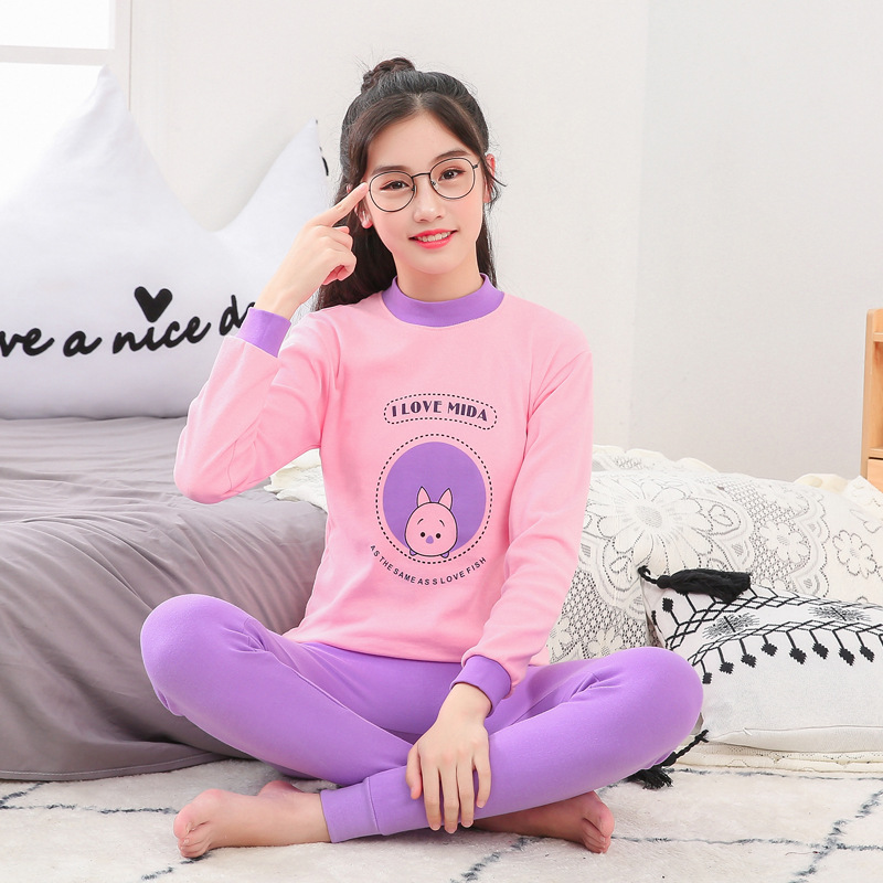 Ropa de otoño para niñas pantalones largos traje de adolescentes ropa interior conjunto de niñas medio y grande suéter de algodón para niños suéter Pantalones