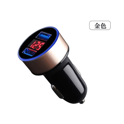 New aluminum ring 5V3.1A display car charging aluminum alloy multifunctional Halo digital display car charger manufacturers (Mobil şarj cihazları) - black-shell-tuhao-gold-31a-opp-bag