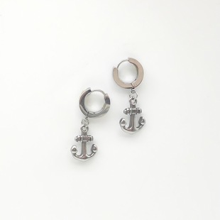 Cross-border anti-allergic vintage ship anchor pendant ear buckle European and American fashion earrings navy wind