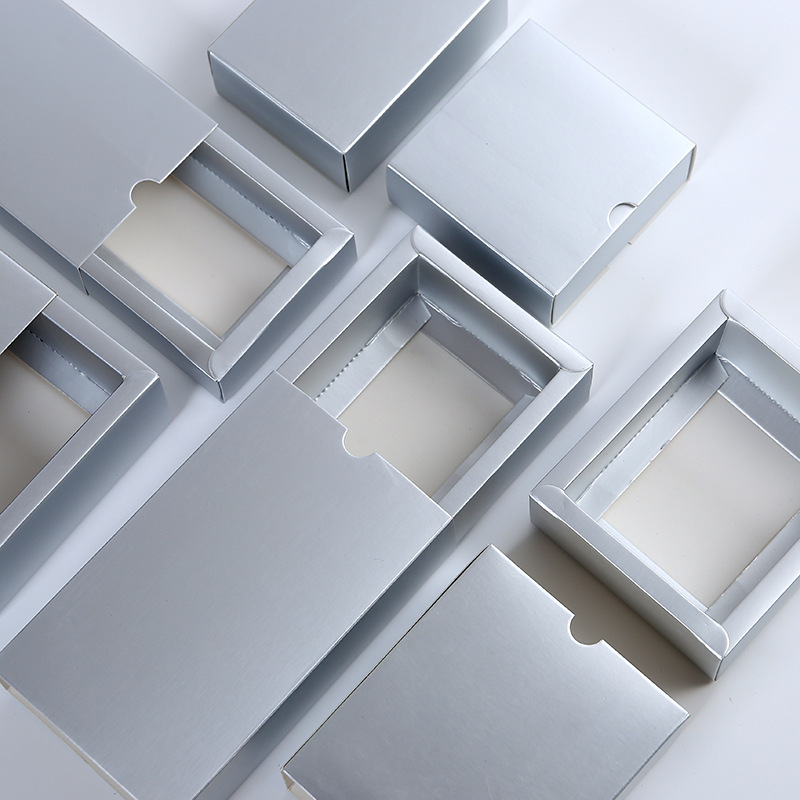 Factory Direct supply drawer box in stock silver card carton wholesale folding solid color packaging box gift box jewelry box wholesale Factory Direct supply drawer box in stock silver card carton wholesale folding solid color packaging box gift box jewelry box wholesale