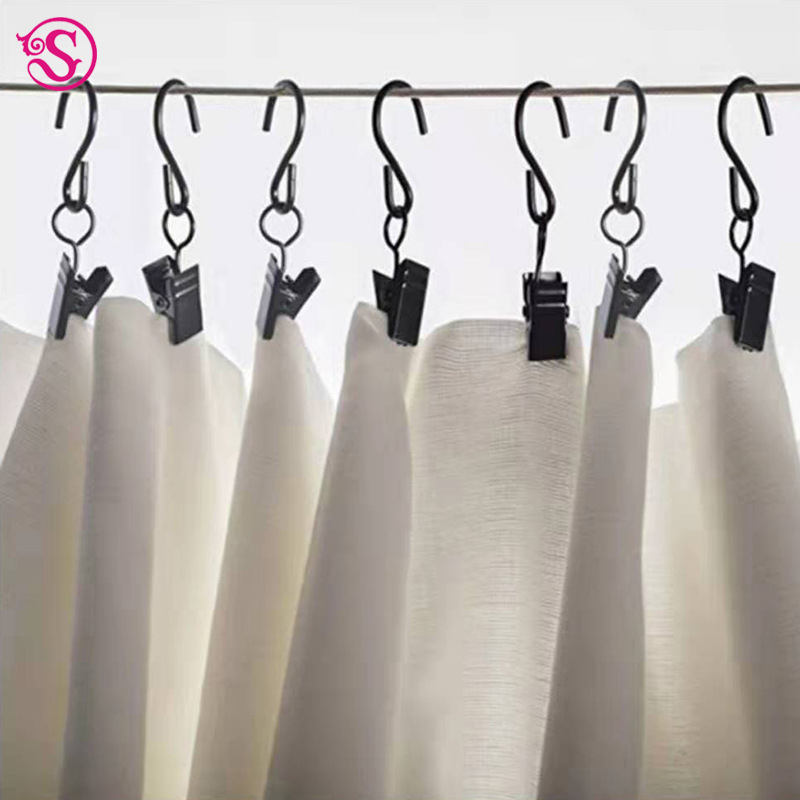 Curtain hook S-type hook electroplated iron small S-type hook curtain accessories curtain clip outdoor S-hook billboard clip 4