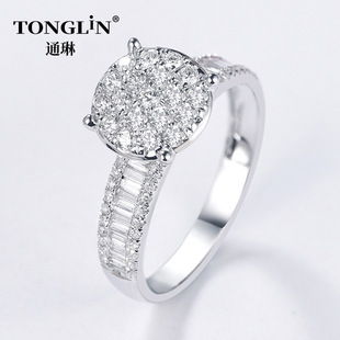 Foreign Trade Cross-Border Hot Selling 14K Gold Diamond Ring Unisex 18K White Gold 3 Carat Men's Engagement Wedding Ring