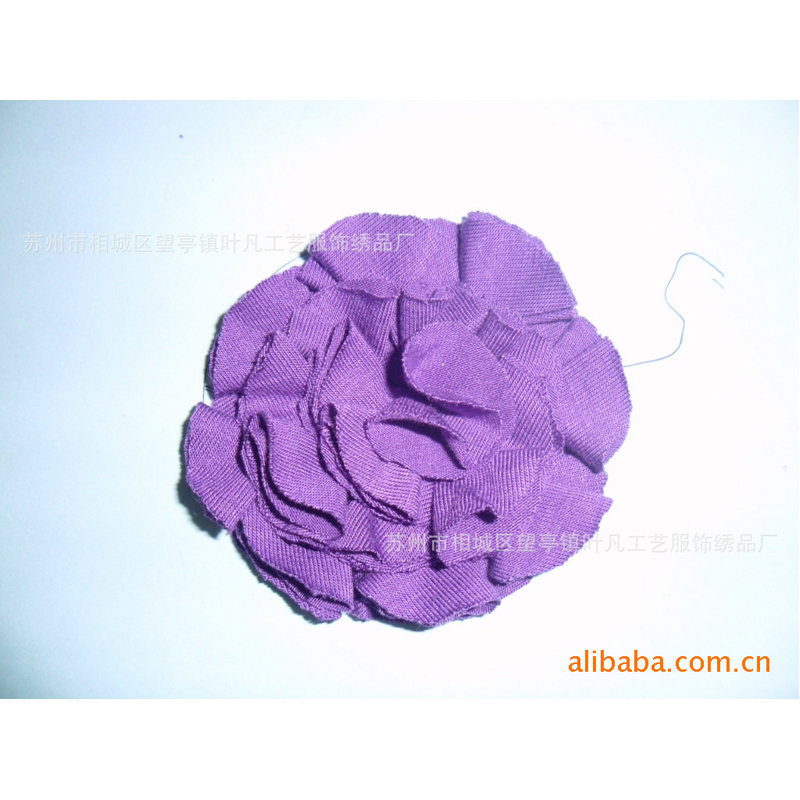 供应优雅时尚淡紫色机绣雪纺立体领花胸花 特种盘带绣