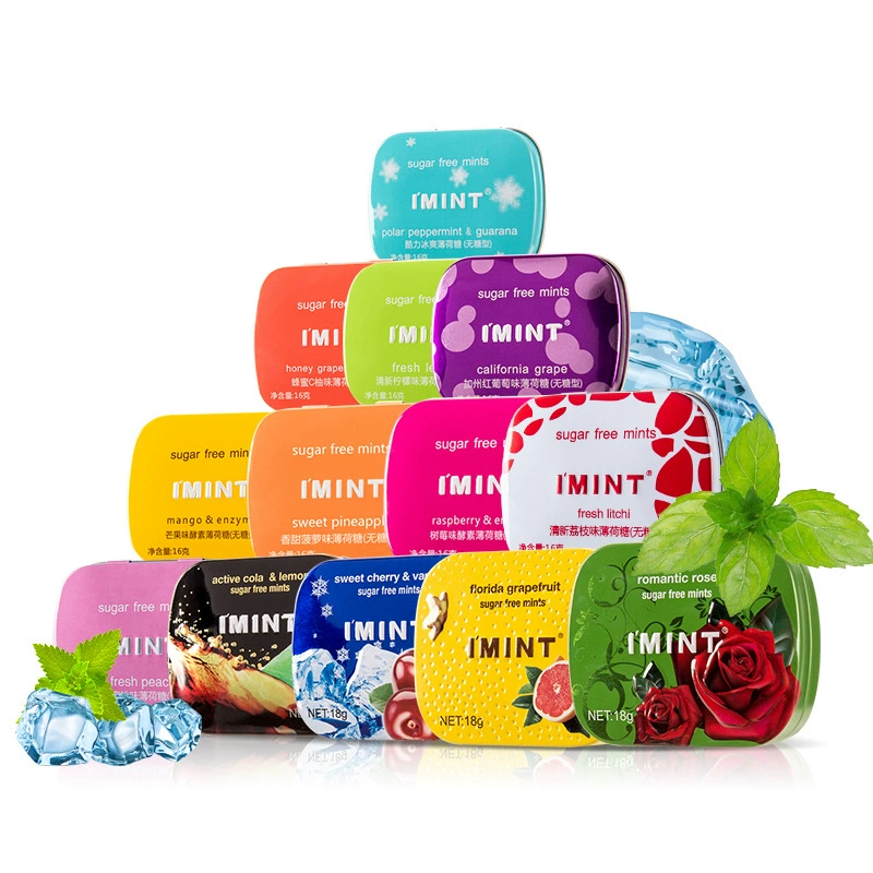 Безсахарные мятные конфеты (I'MINT) 16 г, assorted фруктовые ароматы, компактная банка