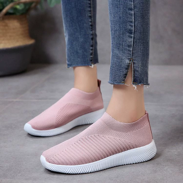 Вязаные Slip-on кроссовки, дышащий низкий мысок, лёгкая повседневная обувь, размеры 35–43