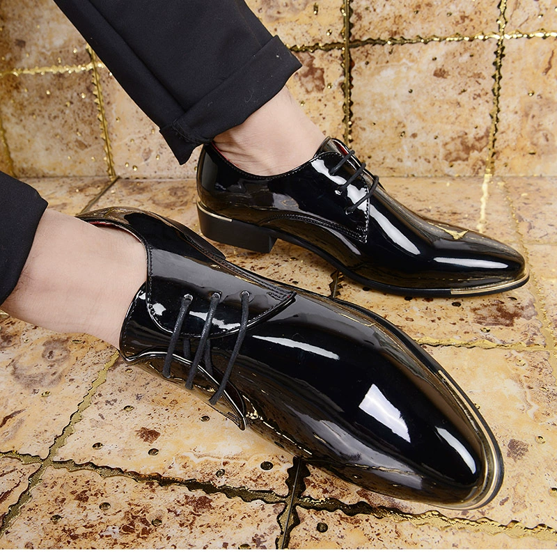 Трансграничная мужская кожаная обувь больших размеров 45 46 Деловая модельная мужская обувь Модные свадебные туфли с острым носком, туфли для жениха, Корейская мужская обувь