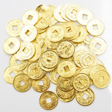 发财树工艺品配件铜钱/合金铜钱2.0cm金色招宝龙凤铜钱 风水摆件
