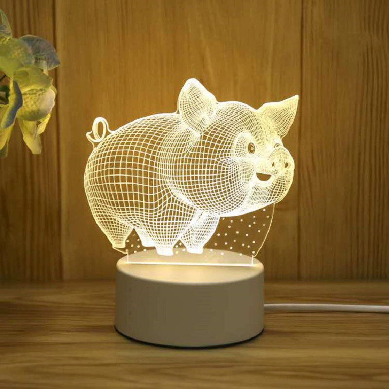 3D акриловая ночная лампа, USB питание 4W, основание из ABS, одноцветная панель, несколько 3D- дизайнов
