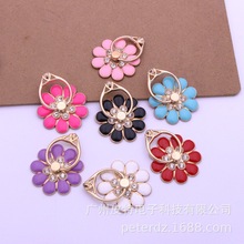 九叶花小花指环支架金属滴油镶钻花朵手机支架背贴指环扣360旋转