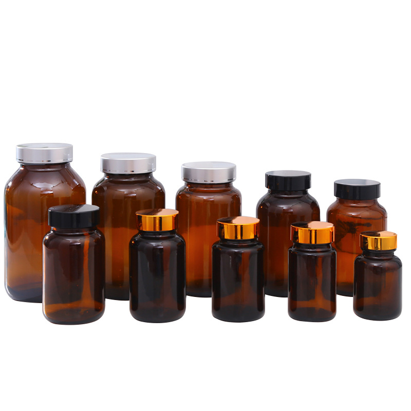 现货供应避光密封玻璃胶囊瓶 茶色玻璃保健瓶/虫草瓶120ml药用瓶