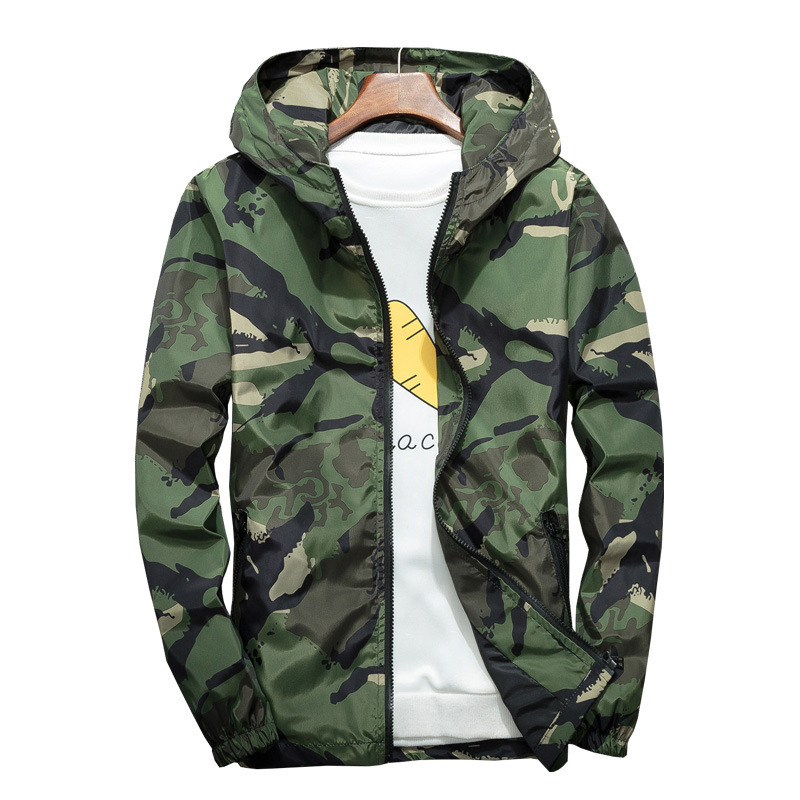 Cross-border Wholesale Large Size Spring and Autumn Jacket Couple Thin Student Sports Class Clothing Camouflage Jacket Men's Hooded Jacket Trendy