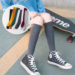 純色小腿襪女秋冬堆堆襪棉 女式日系簡約長筒襪襪子廠家批發