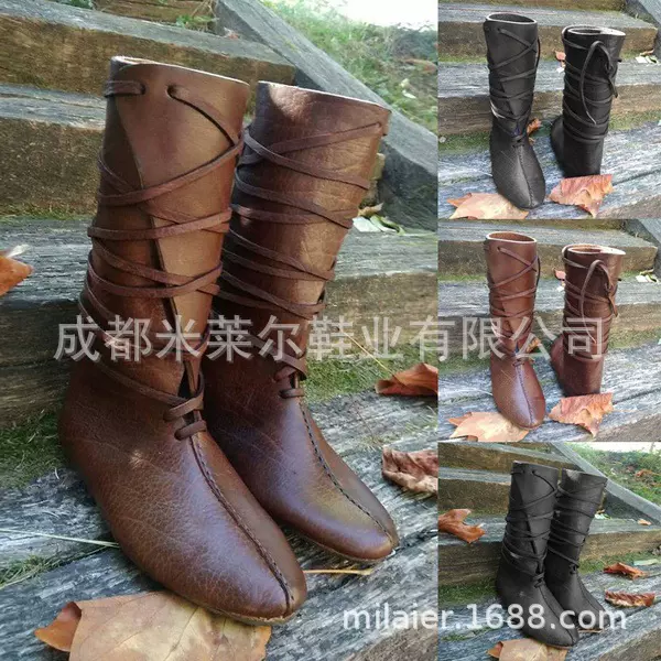 独立站外贸新款女尖头欧美女式皮靴前系带骑士靴中跟大码女鞋48码