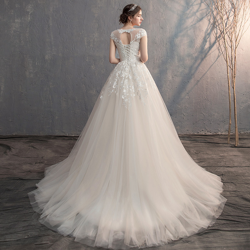 TikTok Starry Sky estilo francés pequeña Luz de cola Vestido DE BODA principal 2024 nuevas mujeres nupciales simples Mori celebridad en línea