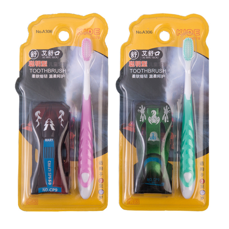 Children's toothbrush with toys cartoon toothbrush factory direct supply 3-12 years old infant soft hair toothbrush wholesale