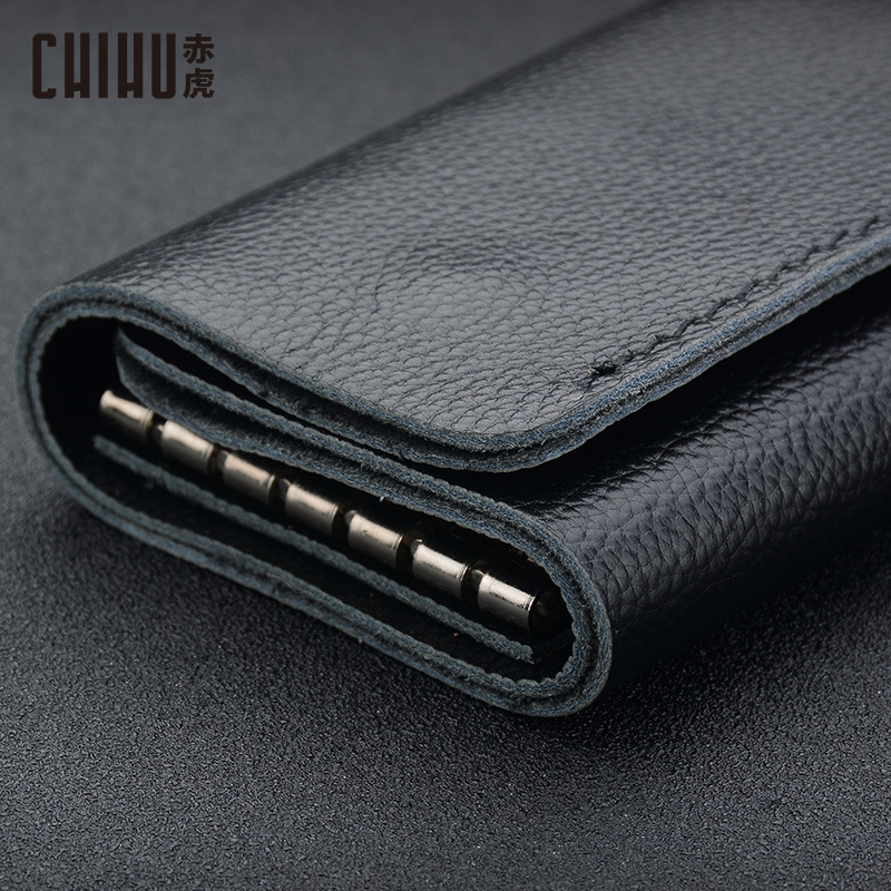 Two-In-One Women's Wallet, Multifunctional Storage Key Case, Men's Large-Capacity First-Layer Cowhide Key Case with Stitching