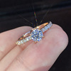 Zirconium, ring with stone, wedding ring, wish, European style, simple and elegant design, silver 925 sample