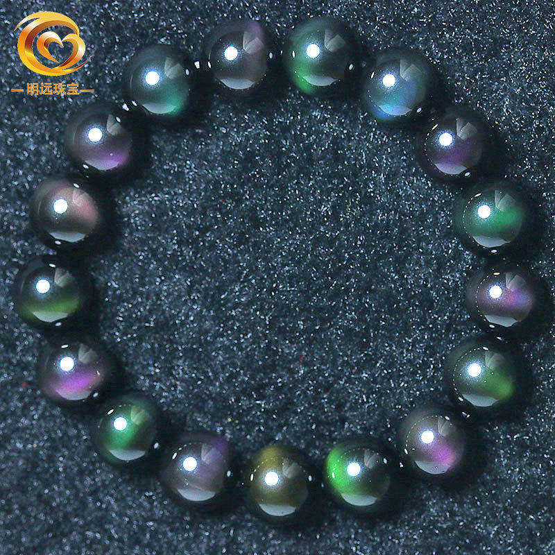 Natural Obsidian Bracelet, Mexican Rainbow Eye Purple-Green Bracelet Jewelry Wholesale Natural Obsidian Bracelet, Mexican Rainbow Eye Purple-Green Bracelet Jewelry Wholesale