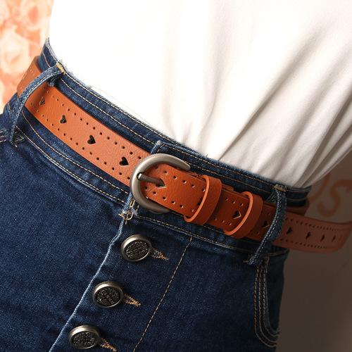 New style women's belt fashion pin buckle simple and versatile women's clothing trouser belt with heart hollow decoration fine manufacturer