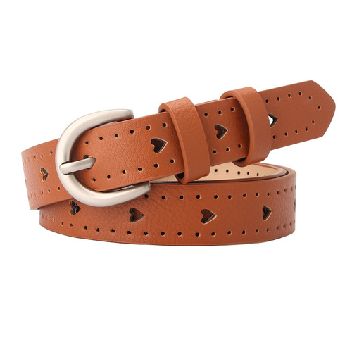 New style women's belt fashion pin buckle simple and versatile women's clothing trouser belt with heart hollow decoration fine manufacturer