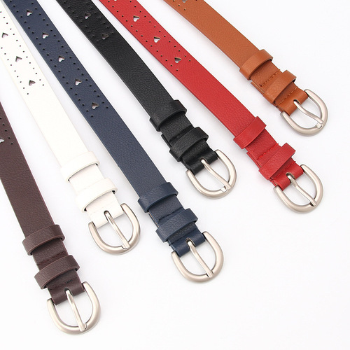 New style women's belt fashion pin buckle simple and versatile women's clothing trouser belt with heart hollow decoration fine manufacturer
