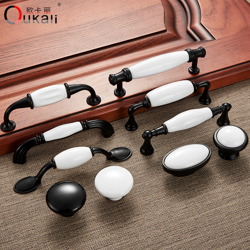 Okaeli Black and White Ceramic Handle for Cabinet, Wine Cabinet, Wardrobe Handle - Hot Selling Modern Simple European Style Handle