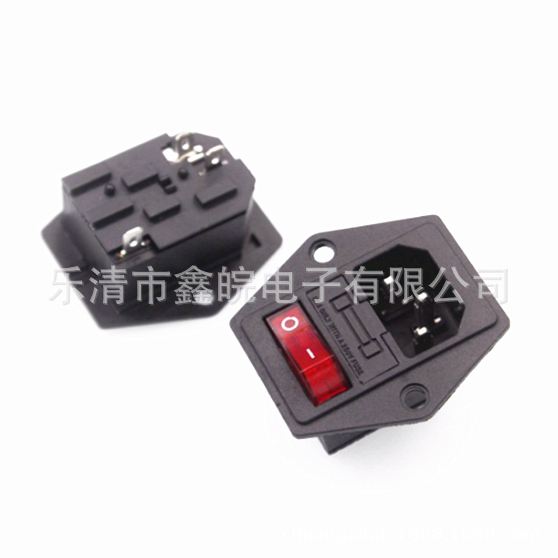 AC302电源插座 AC-01A带开关带保险丝三合一AC插座 品字电器插座