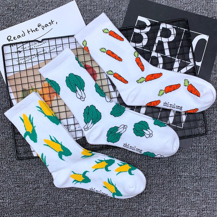 Ins Cute and Unique Hip-Hop Street Skateboard Fashion Brand Unisex Mid-Length Hong Kong Style Cotton Socks Wholesale Sweat-Absorbing