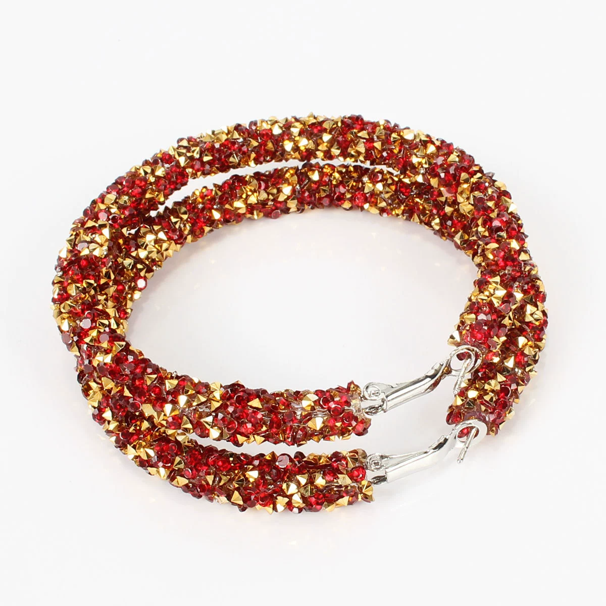 Кольцо-гвоздики серьги Hoop Earrings, Европейско‑Американская мода сплав с инкрустацией кристаллами, 6.5 см, легкость