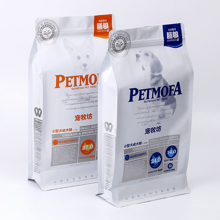 宠物饲料包装袋现货八边封狗粮猫粮袋自封铝箔袋犬粮袋10kg