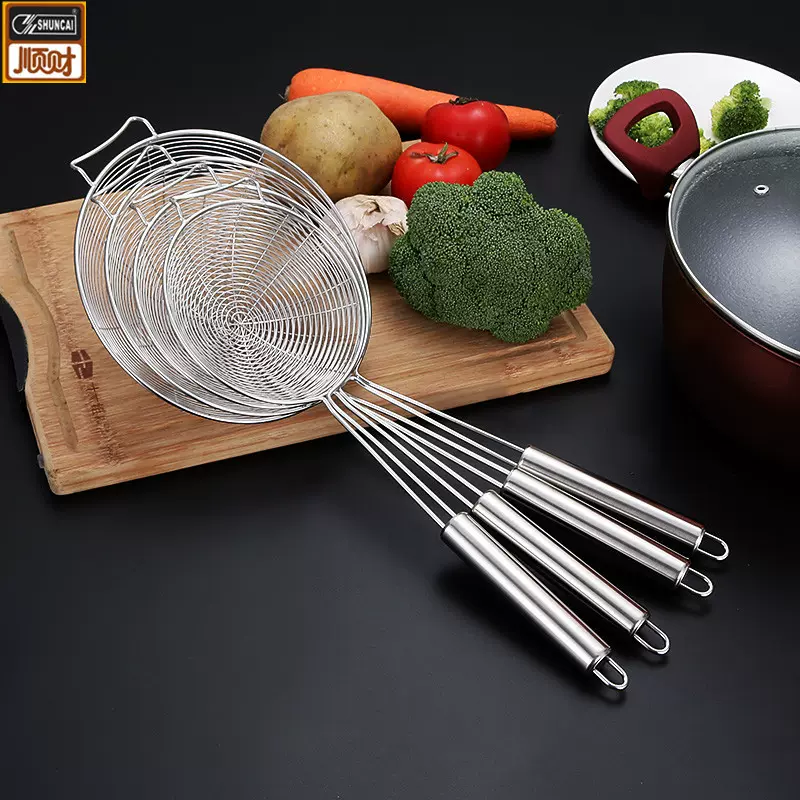 304不锈钢线漏火锅油炸油格过滤勺网漏201/304不锈钢线漏大勺