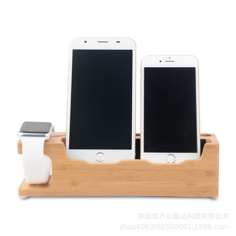 Amazon two-in-one bamboo and wood mobile phone charging bracket mini tablet lazy bracket charging base high-end gift Amazon two-in-one bamboo and wood mobile phone charging bracket mini tablet lazy bracket charging base high-end gift