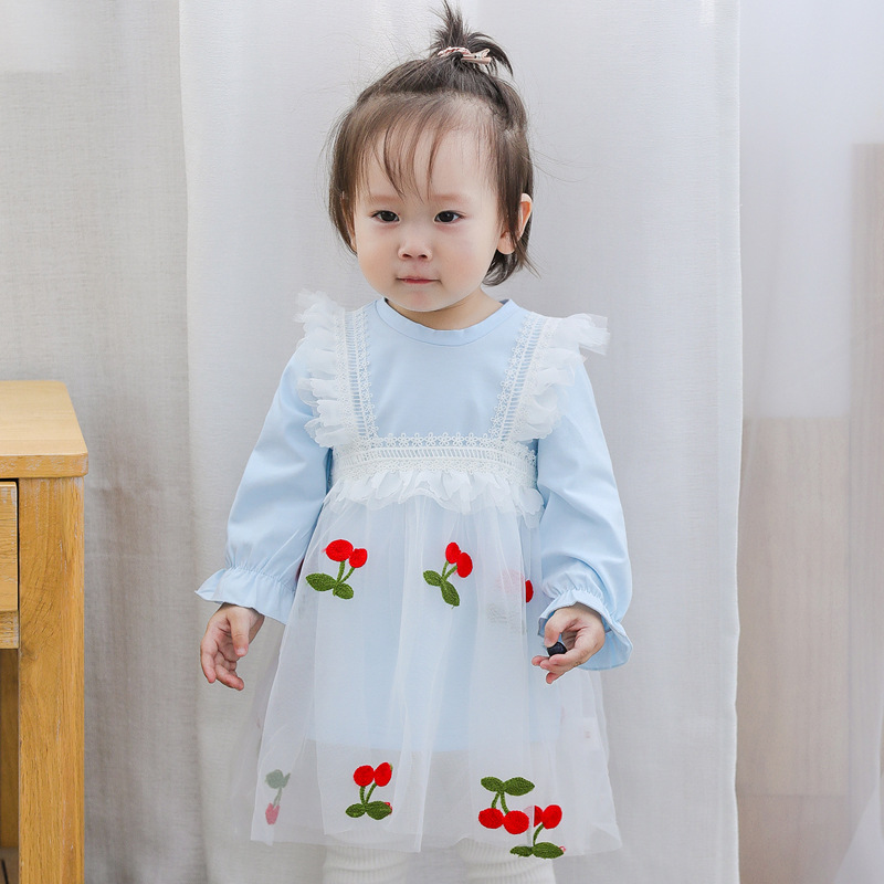 2025秋季新款童装韩版女宝宝可爱刺绣网纱背带两件套连衣裙9229