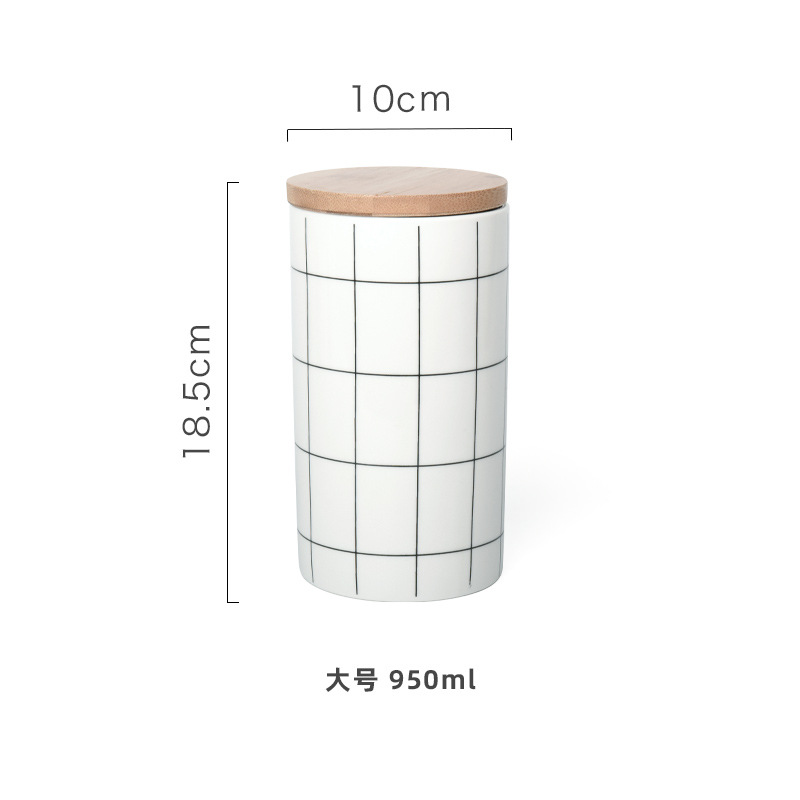 Nórdico redondo de cerámica resistente al calor Sellado tarro de almacenamiento grande tarro de almacenamiento de tres piezas con tapa traje de almacenamiento tarro