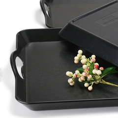 Plastic tray with handles, thickened, European minimalist, anti-slip, wood grain imitation, rectangular, for hotel and restaurant food service