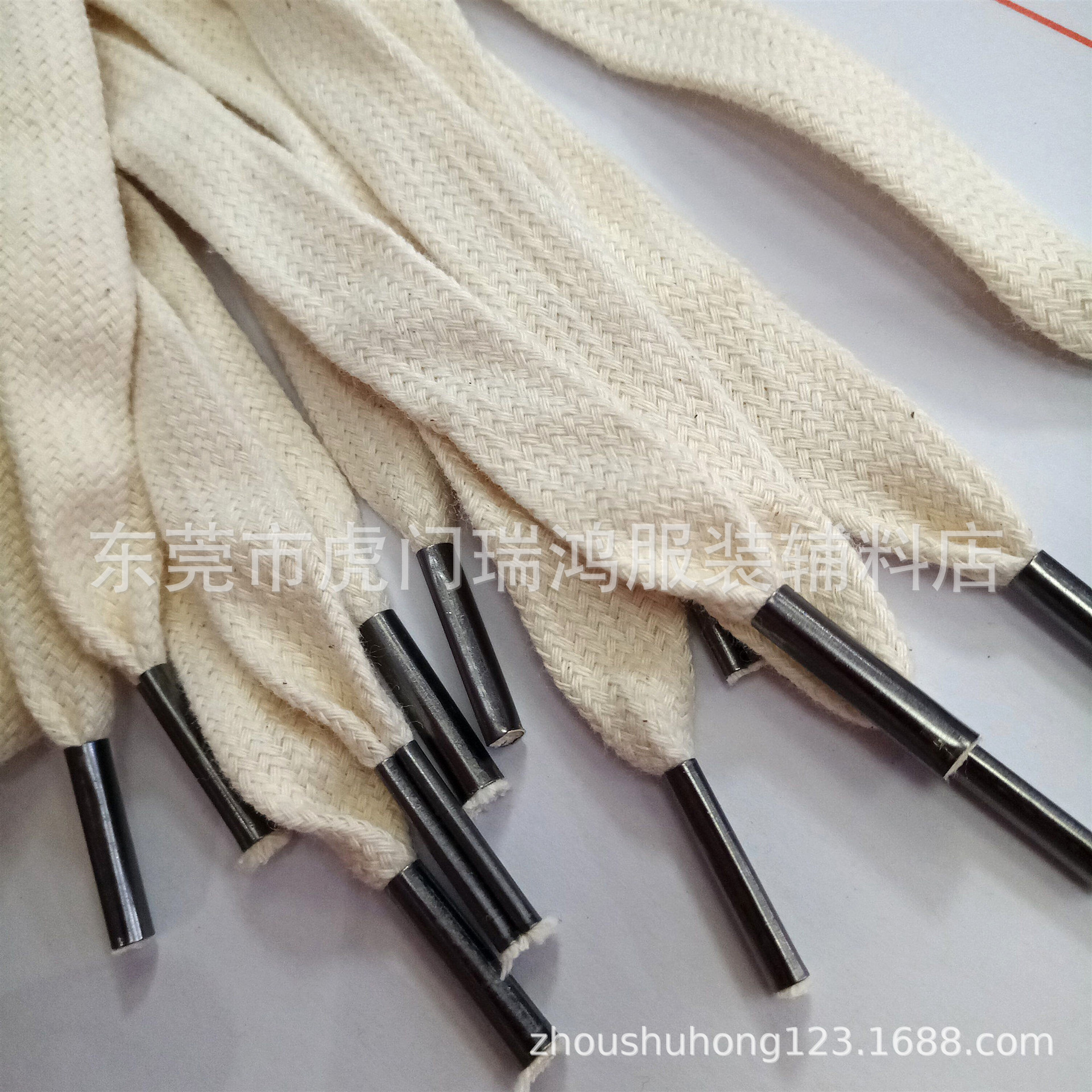 新款高档全棉本白空心扁平卫衣帽绳加红桃心金属头裤腰绳鞋带