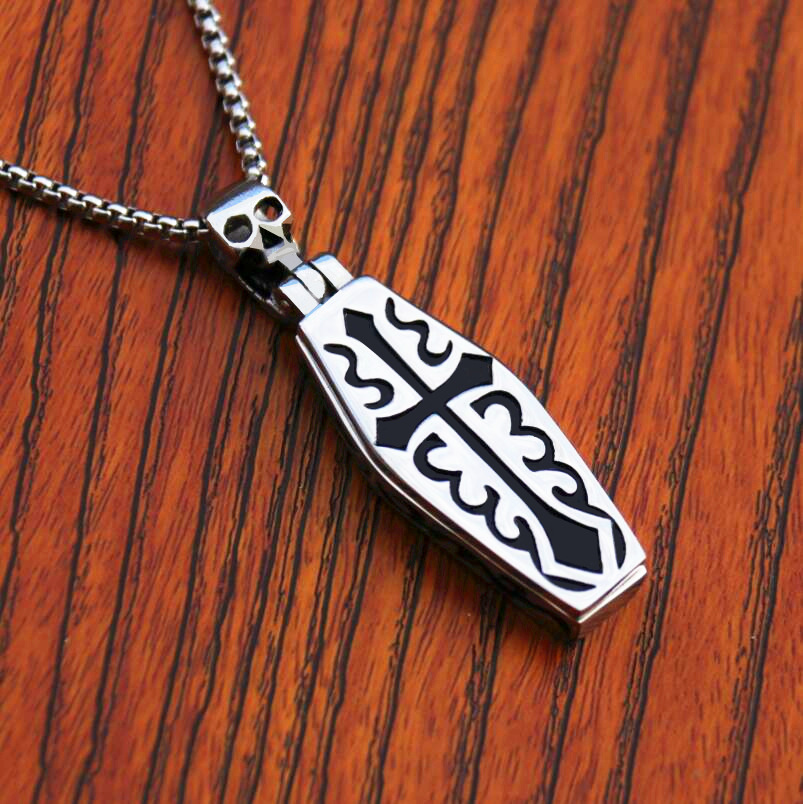 Collar con Colgante de Cruz y Urna de Ataúd, Abrible, con Diseño de Calavera, Regalo de Halloween, Venta Directa de Fábrica 2024