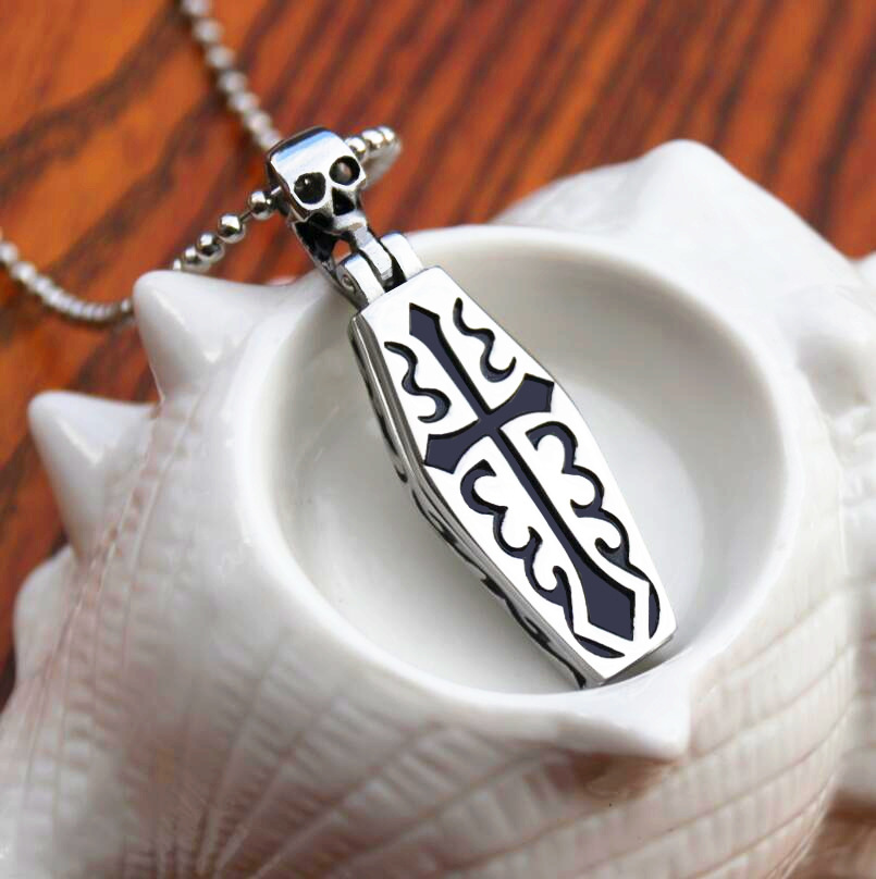 Collar con Colgante de Cruz y Urna de Ataúd, Abrible, con Diseño de Calavera, Regalo de Halloween, Venta Directa de Fábrica 2024