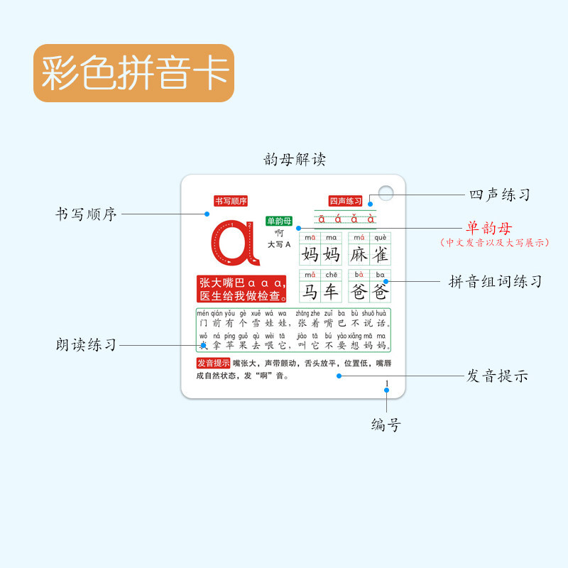一年級拼音卡片 幼兒園小學生聲母韻母整體認讀音節學習卡字母卡