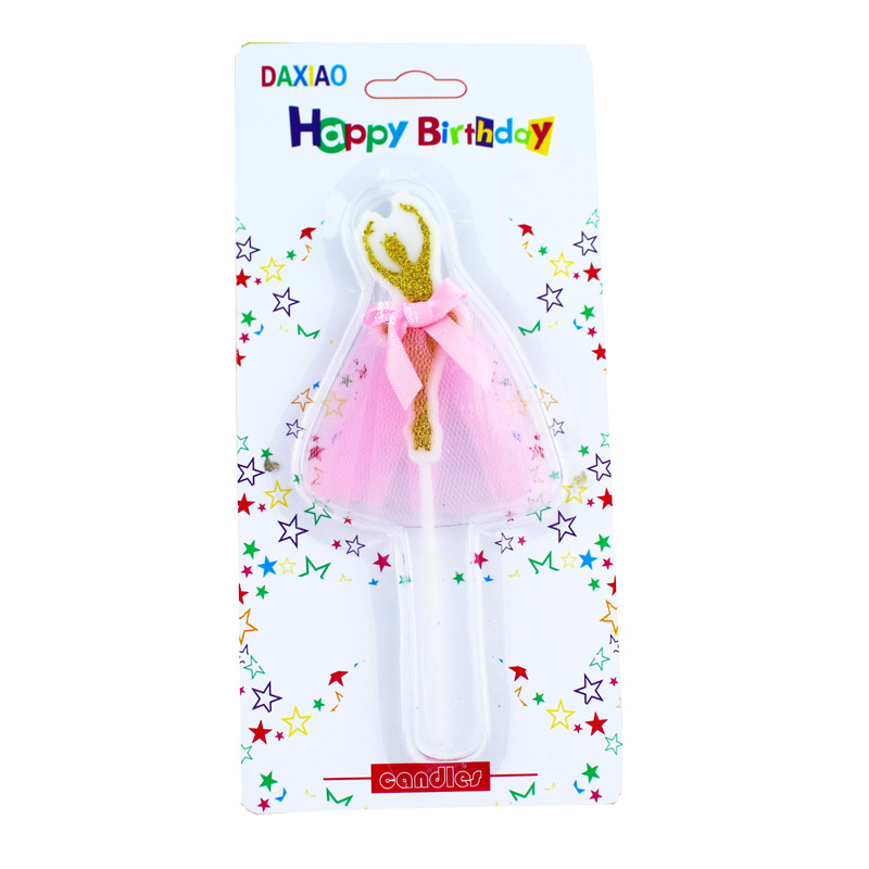 Chica creativa falda de gasa brillante pastel vela postre hornear decoración plug-in polvo de oro vela de cumpleaños al por mayor