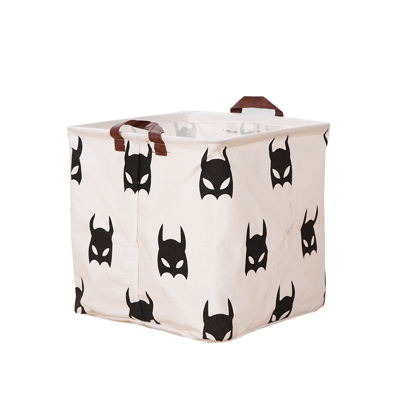 Nueva ropa sucia simple canasta de almacenamiento de juguete patrón multicolor canasta de almacenamiento cuadrado de dibujos animados canasta de ropa sucia simple