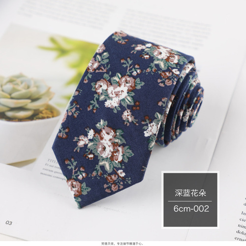 Cotton tie men's floral printed cotton 6cm narrow casual tie women's floral tie manufacturer wholesale